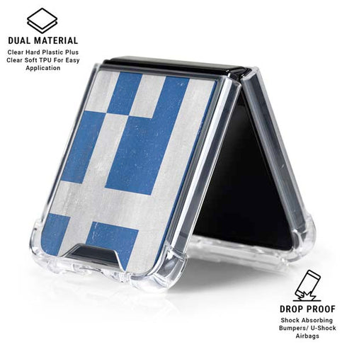 Greece Flag Distressed Galaxy Z Flip6 Clear Case